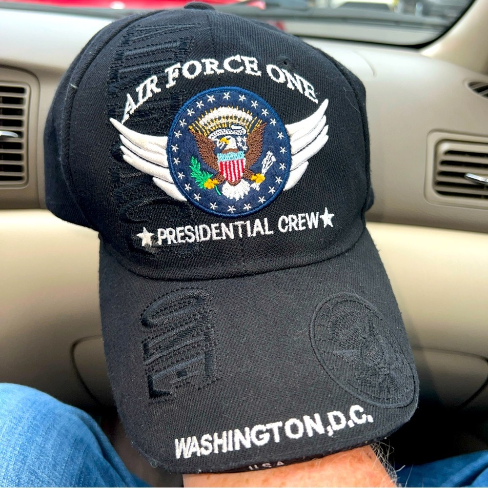 Air Force One Presidential Crew Blue Embroidered Baseball Hat Cap Black One Size